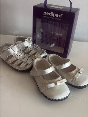 pediped Silver Girls Mary Jane and Sandal Set